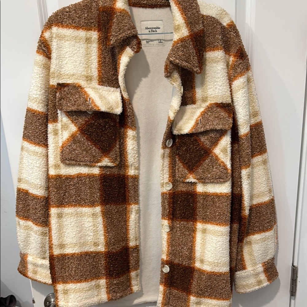 Abercrombie & Fitch Plaid Sherpa Jacket